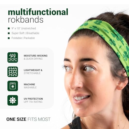 Gone For a Run RokBAND Multi-Functional Neck Gaiter and Headband | Shamrock Pattern - Image 4