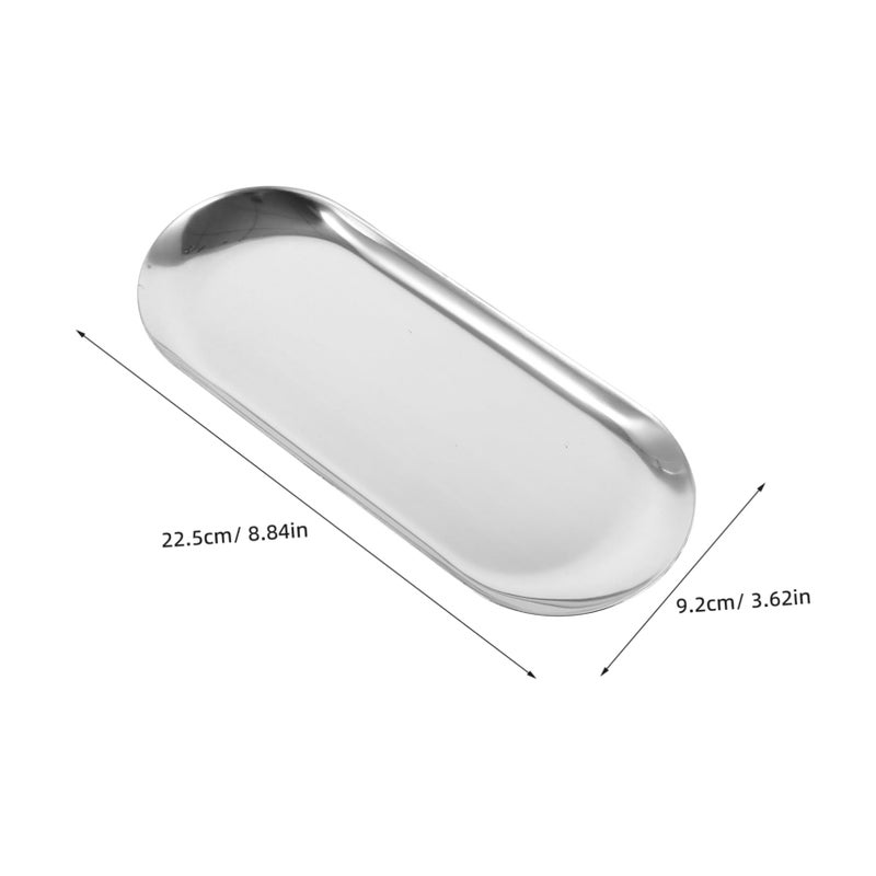 Stainless Steel Oval Serving Tray Decorative Snack Plate Dish Table Decor - Image 3