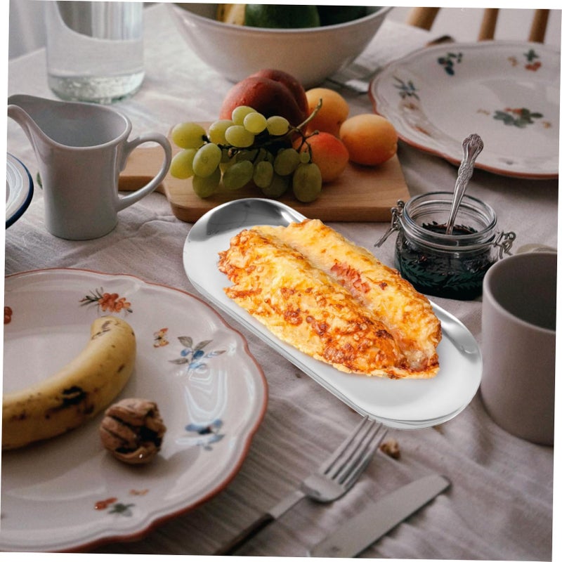 Stainless Steel Oval Serving Tray Decorative Snack Plate Dish Table Decor - Image 4