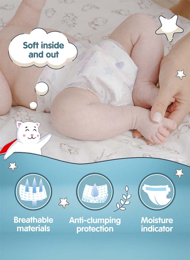 YokoSun Baby Diapers, Size 3 / M (5-10 kg), 62 pcs â€“ Ultra-Soft, Hypoallergenic Nappies, Japanese Technology for Baby Skin Care, Leakproof with 12-Hour Dryness Protection - Image 4