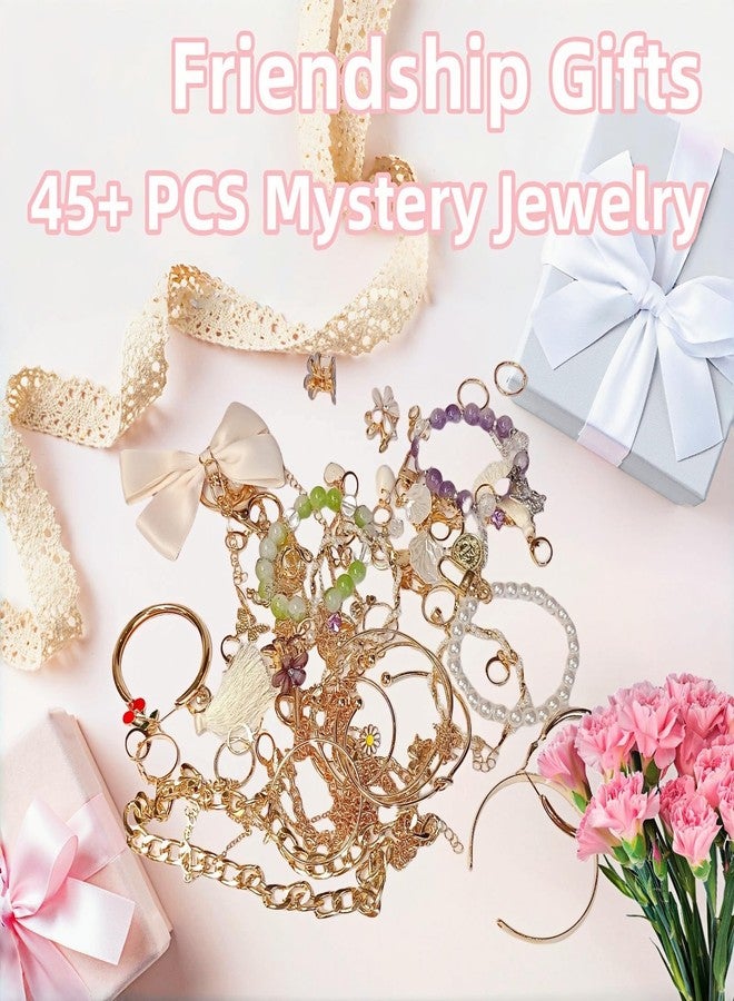 DAECHAO 45-55 Pieces Mystery Jewelry Jar, Surprise Jewelry Box for womenMystery Earrings & Necklace Unboxing Kit with Unique Designs, Unique Birthday Gifts for Women - Image 4