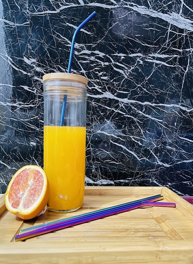 JIEFU Colorful Stainless Steel Straws, 4pcs Ultra Long 12" Reusable Rainbow Color Drinking Straws with Silicone Tips and Cleaning Brush - Image 4