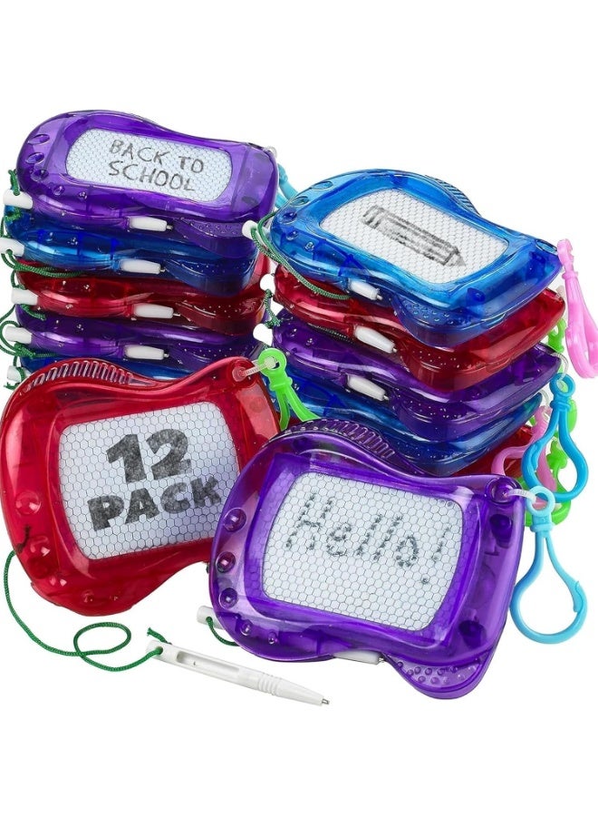 NNEWVANTE 12 Pcs Mini Magnetic Drawing Board, 6 Different Color Erasable Keychain Drawing Board, Writing Pad for Boys and Girls, Party Favors for Kids 8-12, Classroom Prize, Birthday Goodie Bag Stuffers - Image 1
