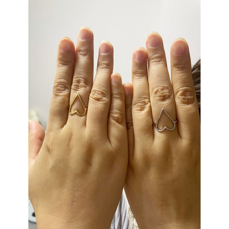 Moplusea Stainless Steel Simple Cute Love Hollow Heart Ring Classical Plain Stacking Band Statement Wedding Promise Ring For Women (Silver, 8) - Image 4