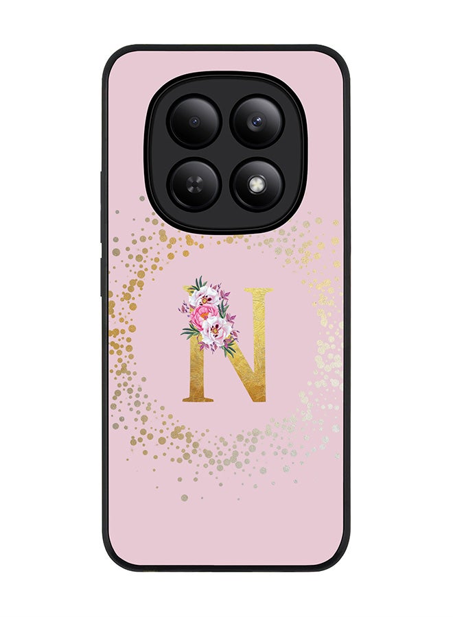 For Xiaomi Redmi Note 15 4G Case,Slim fit Camera Protection, Shockproof Thin Phone cover  - Custom Monogram Floral - N  (Pink )