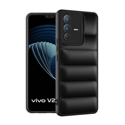 Plus Puffer Case Camera Protection Soft Back Cover for Vivo V23 Pro 5G - Black - Image 2