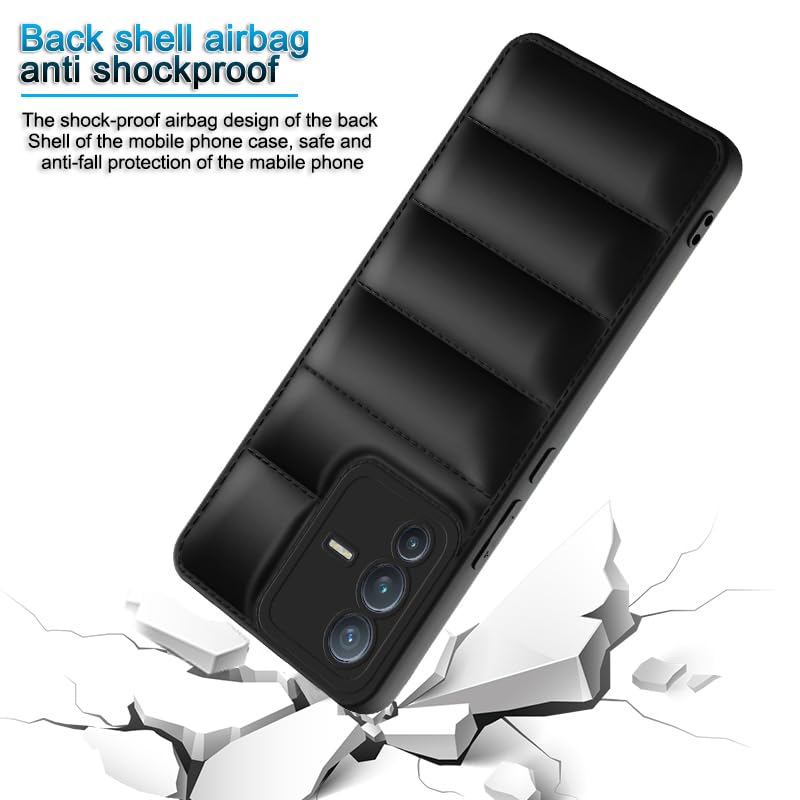 Plus Puffer Case Camera Protection Soft Back Cover for Vivo V23 Pro 5G - Black - Image 4