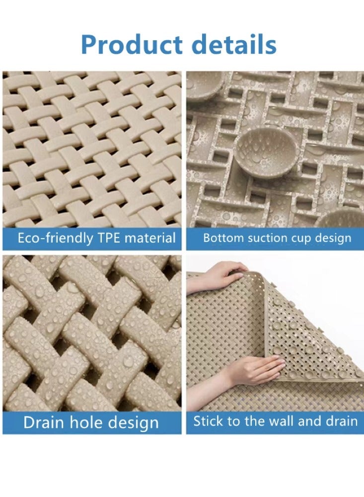 Kutis 1-Piece Non-slip Massage Mat for Bathroom TPE Beige 68.5x36 Centimeter  - Image 5