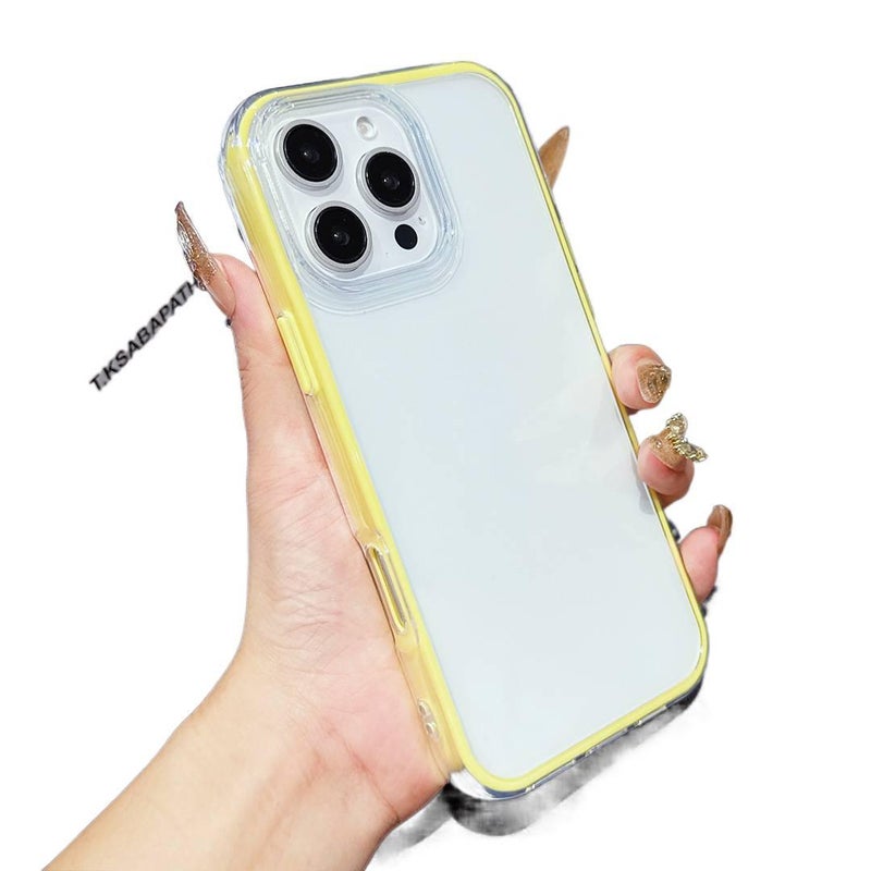 Protective Case | TPU | Yellow Edge | Shockproof | Drop Protection | Shockproof Cover for iPhone 15 / 15 Plus / 15 Pro / 15 Pro Max - Image 1