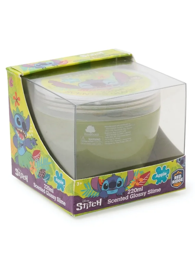 ديزني Stitch 220ml Apple - Scented Glossy Slime | Soft, Stretchy & Non-sticky Slime For Kids & Adult |Fun Sensory & Stress Relief Toy | Green | Age 3+ Years
