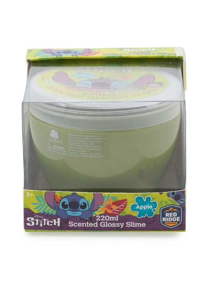 Disney Stitch 220ml Apple - Scented Glossy Slime | Soft, Stretchy & Non-sticky Slime For Kids & Adult |Fun Sensory & Stress Relief Toy | Green | Age 3+ Years - Image 1