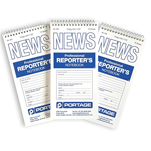 Portage Reporters Notebook – Top Bound Spiral Pocket Notepad, Steno Note Book, Perfect for Reporters & Journalists Taking Notes in the Field, Gregg Ruled 11/32" – 4 x 8 In, 70 Sheets,140 Pg, (3 Pack) - Image 1