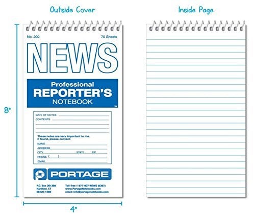Portage Reporters Notebook – Top Bound Spiral Pocket Notepad, Steno Note Book, Perfect for Reporters & Journalists Taking Notes in the Field, Gregg Ruled 11/32" – 4 x 8 In, 70 Sheets,140 Pg, (3 Pack) - Image 3