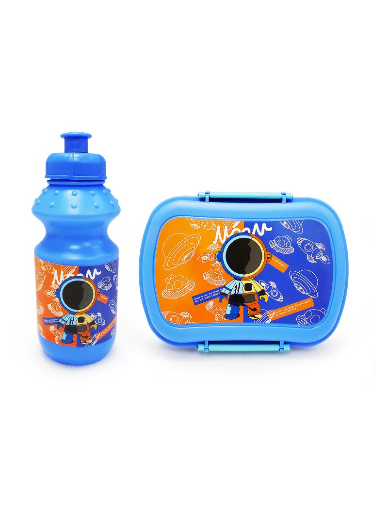 Eazy Kids Set of 2 Lunch Box & Water Bottle Astronaut Blue  - Image 1
