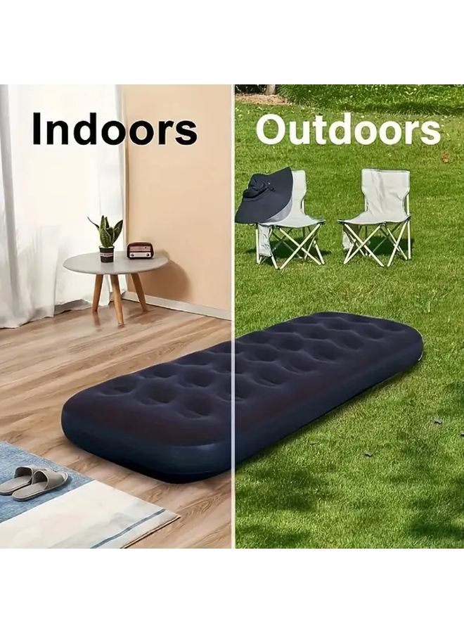 24 Holes Blue Inflatable Mattress Portable Air Bed Thickened Foldable Design Outdoor Tent Camping Airbed For Indoor Outdoor Camping Hiking Family Travel Easy To Store Cushion - Image 2
