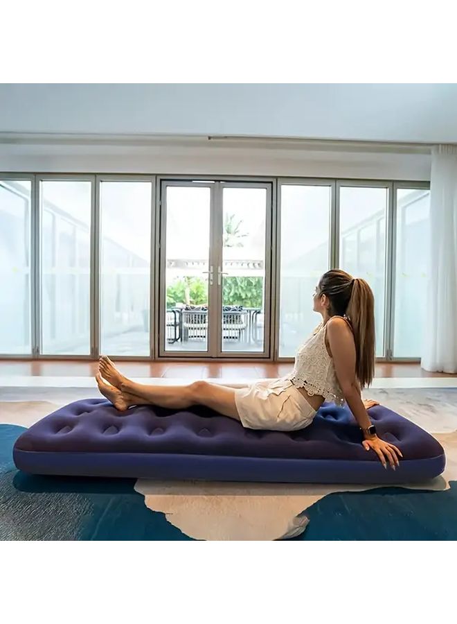 24 Holes Blue Inflatable Mattress Portable Air Bed Thickened Foldable Design Outdoor Tent Camping Airbed For Indoor Outdoor Camping Hiking Family Travel Easy To Store Cushion - Image 1