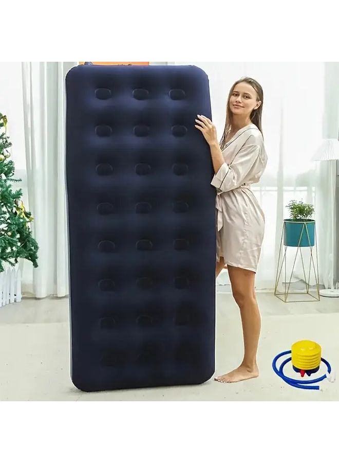 24 Holes Blue Inflatable Mattress Portable Air Bed Thickened Foldable Design Outdoor Tent Camping Airbed For Indoor Outdoor Camping Hiking Family Travel Easy To Store Cushion - Image 4