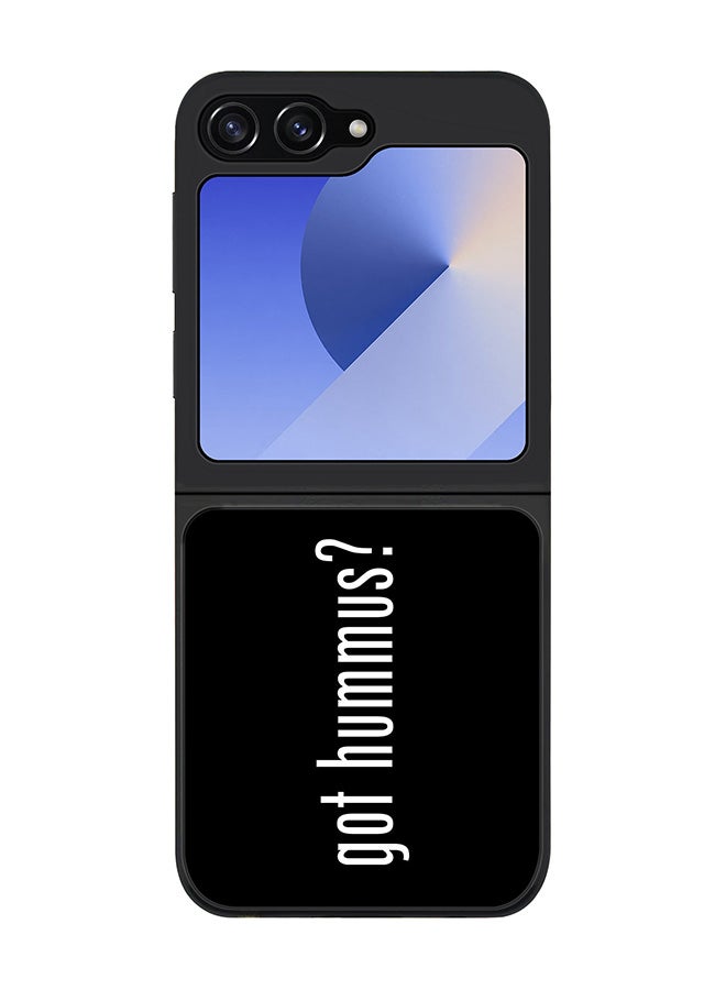 Stylizedd Rugged Black edge case for Samsung Galaxy Z Flip6, Slim fit Soft Case Flexible Rubber Edges Anti Drop TPU Gel Thin Cover -  Got Hummus? - Image 1