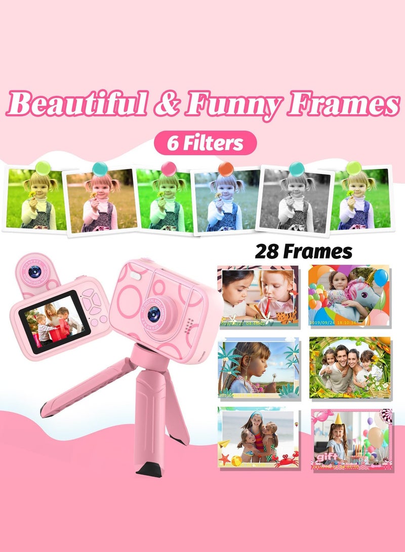 LENND Kids Camera Toys for 3-12 Years Old Boys Girls,Children's Camera with Flip-up Lens for Selfie & Video,HD Digital Camera,Christmas Birthday Party Gifts for Child Age3-9 (Pink) - Image 5