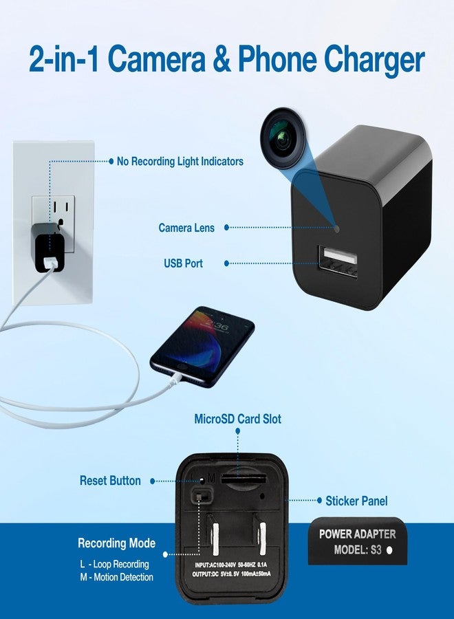 Asani Plug-in Mini Surveillance Camera - Nanny & Pet Cam - NO Audio Recording - Records Video ONLY - Home & Office Security with Micro SD Card Slot, Motion Detection, 1080P Full HD Video - Image 5