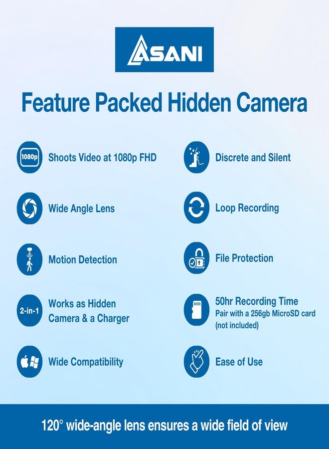 Asani Plug-in Mini Surveillance Camera - Nanny & Pet Cam - NO Audio Recording - Records Video ONLY - Home & Office Security with Micro SD Card Slot, Motion Detection, 1080P Full HD Video - Image 4