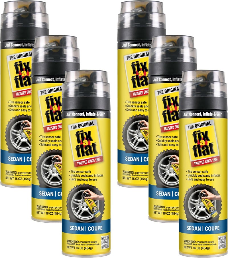 Fix A Flat S60420-6PK Aerosol Emergency Flat Tire Repair and Inflator, for Standard Tires, Eco-Friendly Formula, Universal Fit for All Cars, 16 oz. (Pack of 6) - Image 1