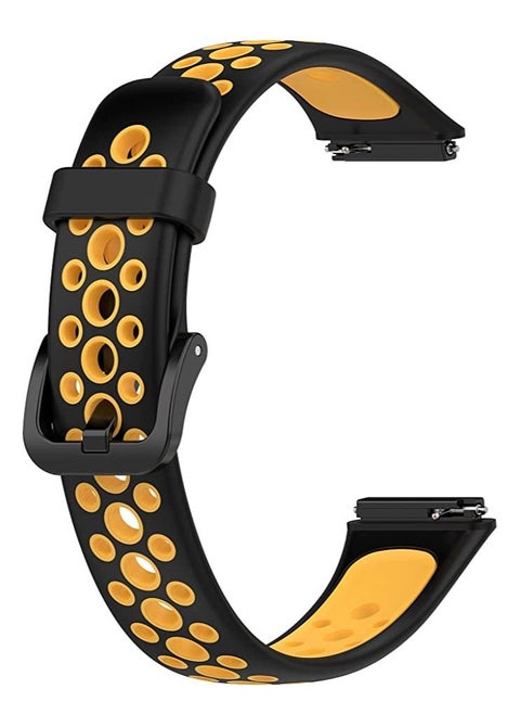 Watch Strap For Huawei Band 7 Pure Color Silicone Watch Band Black Yellow
