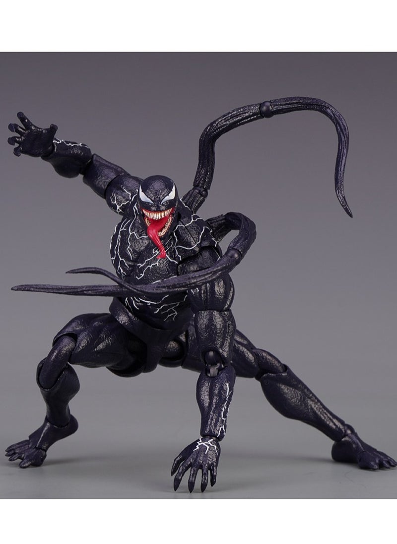 HALAMODO - Venom Action Figure Amazing Spiderman Carnage Anime Action PVC Figure Movable Characters Model Statue Toys Desktop Ornaments or Kids Boys Birthday Gift-Venom (Updated Version Venom) - Image 1