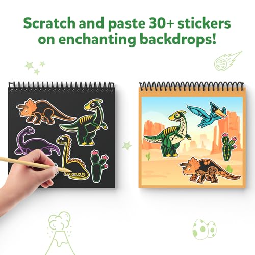 Skillmatics Scratch Art Book for Kids - Dinosaurs, Craft Kits & Supplies, 30+ Scratch Stickers, Travel Toys, DIY Kit, Gifts for Boys & Girls Ages 3, 4, 5, 6, 7, 8, Multicolour - Image 5