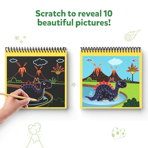 Skillmatics Scratch Art Book for Kids - Dinosaurs, Craft Kits & Supplies, 30+ Scratch Stickers, Travel Toys, DIY Kit, Gifts for Boys & Girls Ages 3, 4, 5, 6, 7, 8, Multicolour - Image 4