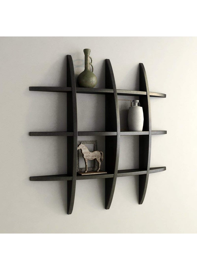 EXPART HANDICRAFTS - EXPART HANDICRAFTS Wooden Globe Shape Wall Mounted Floating Shelf Shelves Racks for Home Decor Black Black - Image 1