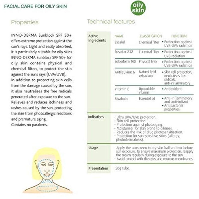INNOAESTHETICS إنو-ديرما واقي الشمس للدفاع عن الشمس SPF 50+ للبشرة الدهنية/المختلطة - عرض جديد - Image 2