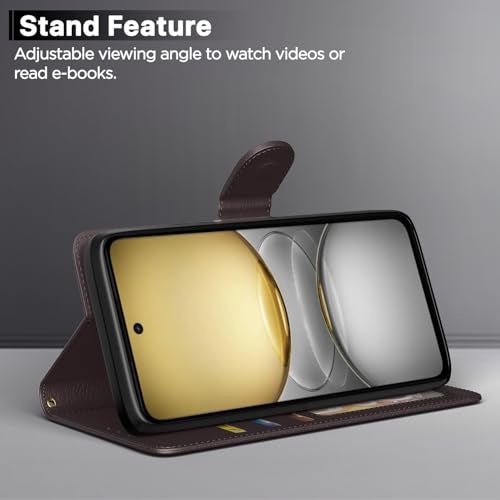 Pikkme Flip Cover for Realme C75 | Leather Finish | Shockproof with Card Pockets & Wallet Stand | Ultimate Protection Case(Coffee) - Image 3