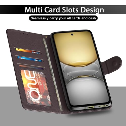 Pikkme Flip Cover for Realme C75 | Leather Finish | Shockproof with Card Pockets & Wallet Stand | Ultimate Protection Case(Coffee) - Image 5