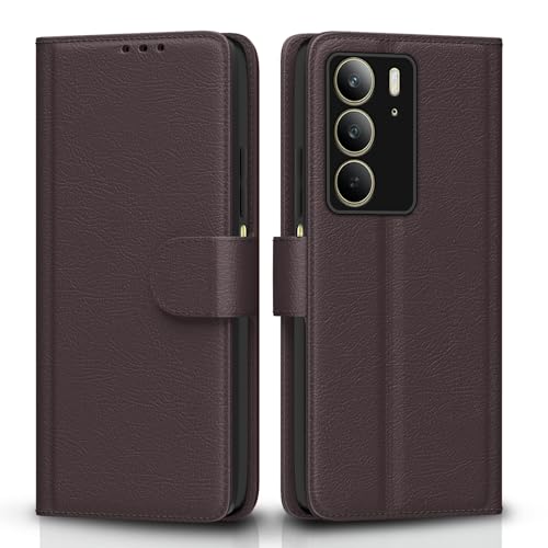 Pikkme Flip Cover for Realme C75 | Leather Finish | Shockproof with Card Pockets & Wallet Stand | Ultimate Protection Case(Coffee) - Image 1