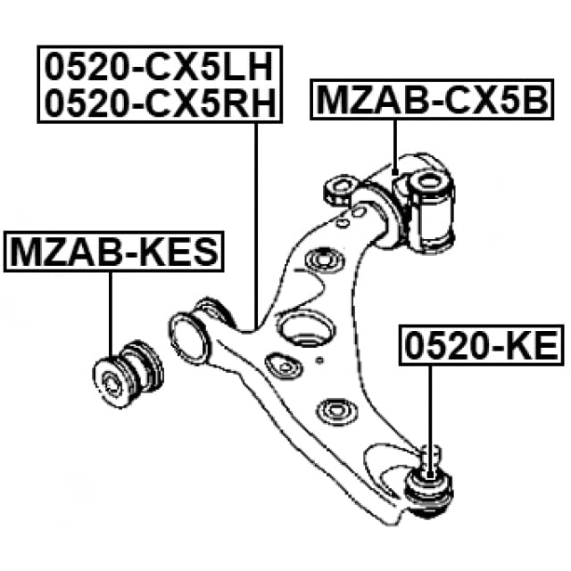 febest Rear Bushing Without Bracket Front Control Arm Febest MZABCX5B OEM KB7W3430 - Image 3