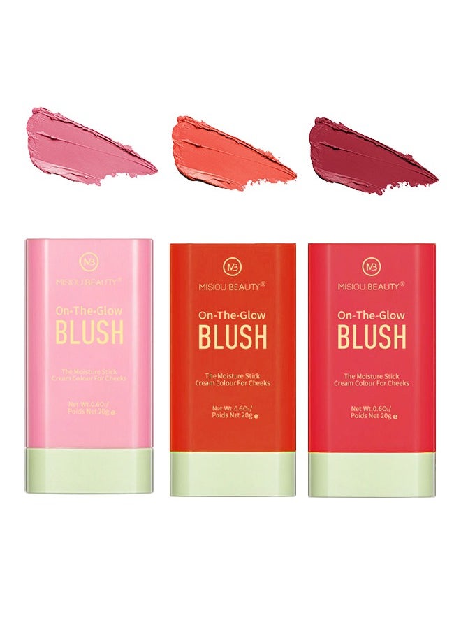 Misiou Beauty On The Glow Blush,The Moisture Stick Cream Colour For Cheeks,Highlighting ​Color Silky Powder Blusher Stick Natural Glow Silly Blusher Light and Soft Feeling The Apply On Your Face（#03）  - Image 4