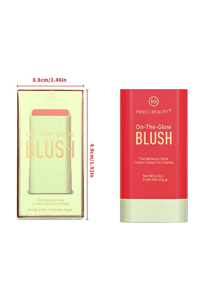 Misiou Beauty - On The Glow Blush,The Moisture Stick Cream Colour For Cheeks,Highlighting ​Color Silky Powder Blusher Stick Natural Glow Silly Blusher Light and Soft Feeling The Apply On Your Face（#03） - Image 1