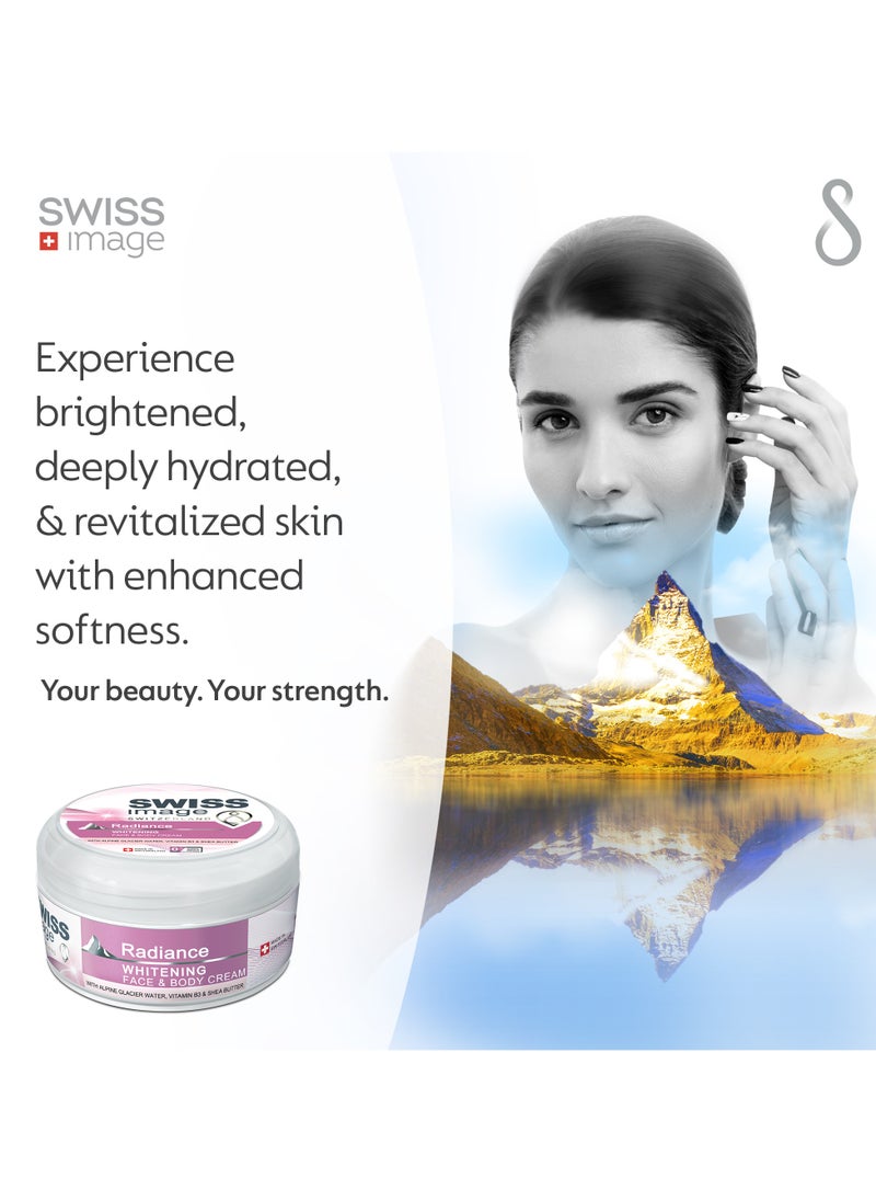 SWISS image - Radiance Brightening Face Body Cream 200ml, Lightweight, Non-greasy, Fast-absorbing, Hydrates, Softens And Enhances Radiant Skin Tone With Niacinamide & Shea Butter, All Skin Types | Packaging may Vary - Image 1