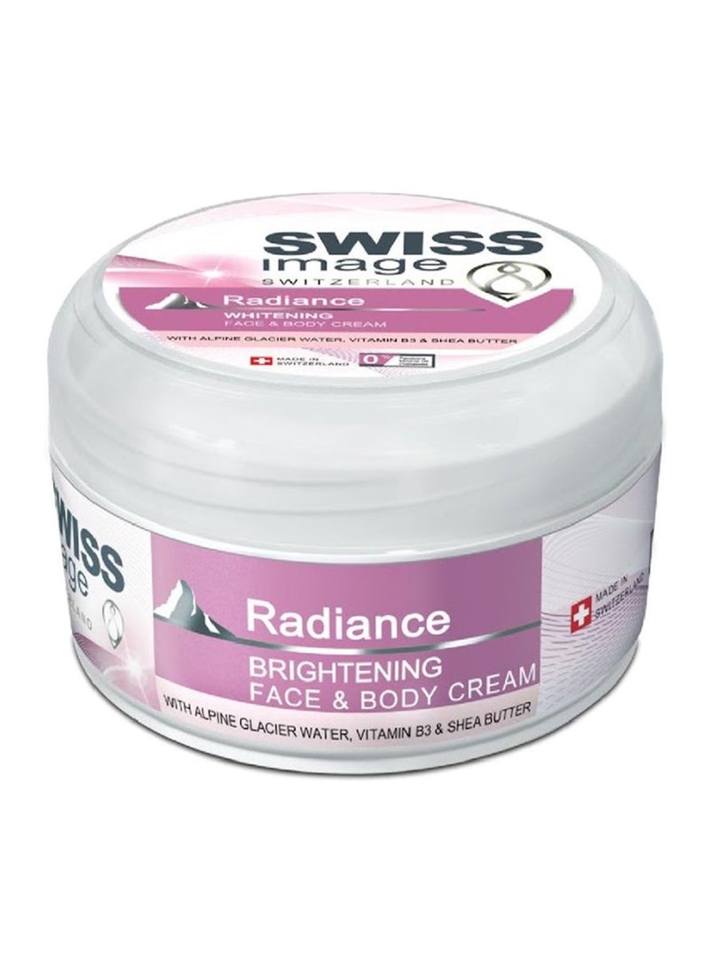 SWISS image - Radiance Brightening Face Body Cream 200ml, Lightweight, Non-greasy, Fast-absorbing, Hydrates, Softens And Enhances Radiant Skin Tone With Niacinamide & Shea Butter, All Skin Types | Packaging may Vary - Image 1