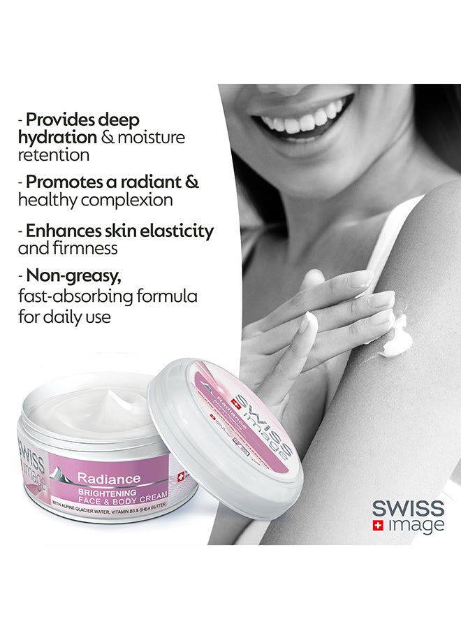 SWISS image Radiance Brightening Face Body Cream 200ml, Lightweight, Non-greasy, Fast-absorbing, Hydrates, Softens And Enhances Radiant Skin Tone With Niacinamide & Shea Butter, All Skin Types | Packaging may Vary - Image 4