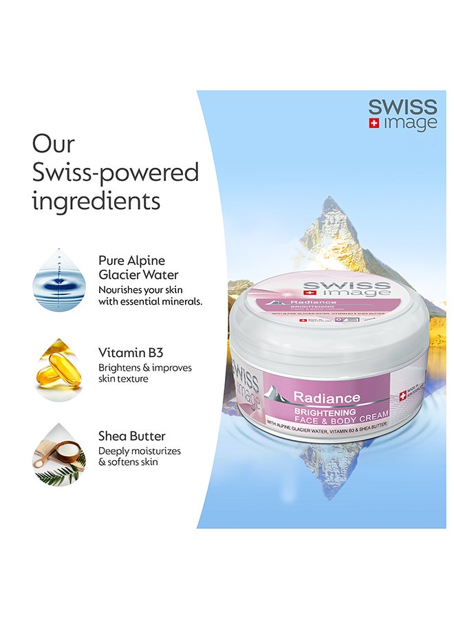 SWISS image Radiance Brightening Face Body Cream 200ml, Lightweight, Non-greasy, Fast-absorbing, Hydrates, Softens And Enhances Radiant Skin Tone With Niacinamide & Shea Butter, All Skin Types | Packaging may Vary - Image 3