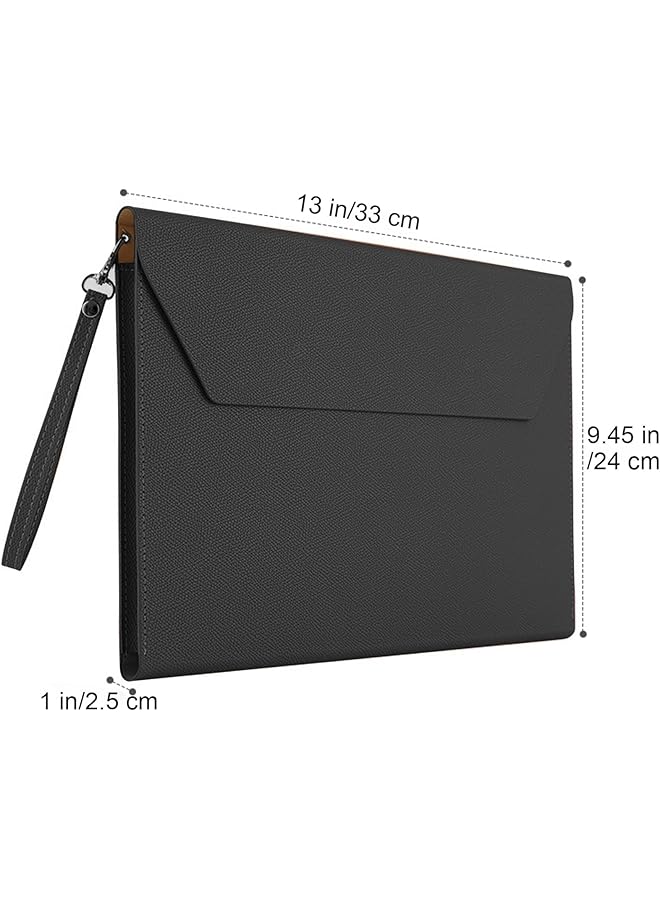 إيروريكس حافظة ملفات من الجلد الصناعي بحجم A4، حافظة مستندات مقاومة للماء، حافظة مستندات بحجم A4، حافظة جلدية بإغلاق مغناطيسي للمدرسة والمنزل والمكتب - Image 2