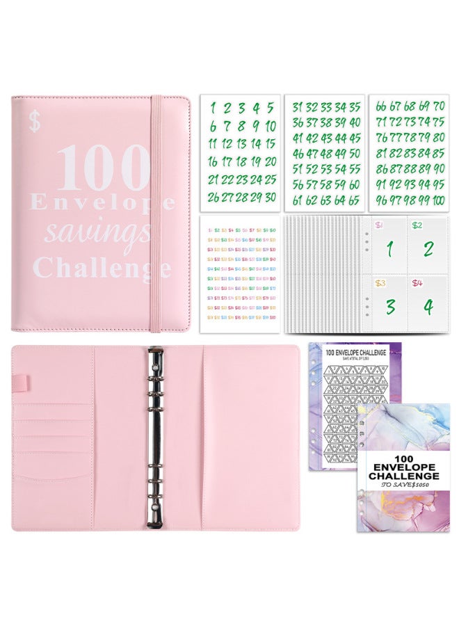 HONGYANG Envelopechallenge Loose-leaf Notebook 100 Days Money Saving Book Challenge Cash Saving Book - Image 1
