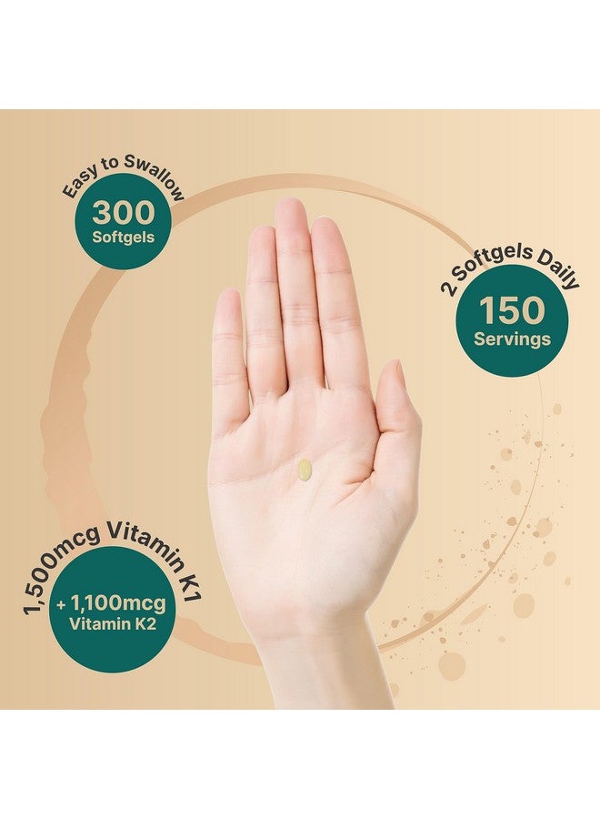 نايتشر بيل مركب فيتامين ك من ناتشر بيل، ك1 + ك2 (MK-7 وMK-4) 2,600 ميكروغرام لكل حصة، 300 كبسولة هلامية من زيت جوز الهند | امتصاص فائق - مكمل غذائي لفيتامين ك كامل الطيف | دعم القلب والعظام | غير معدل وراثيًا - Image 4