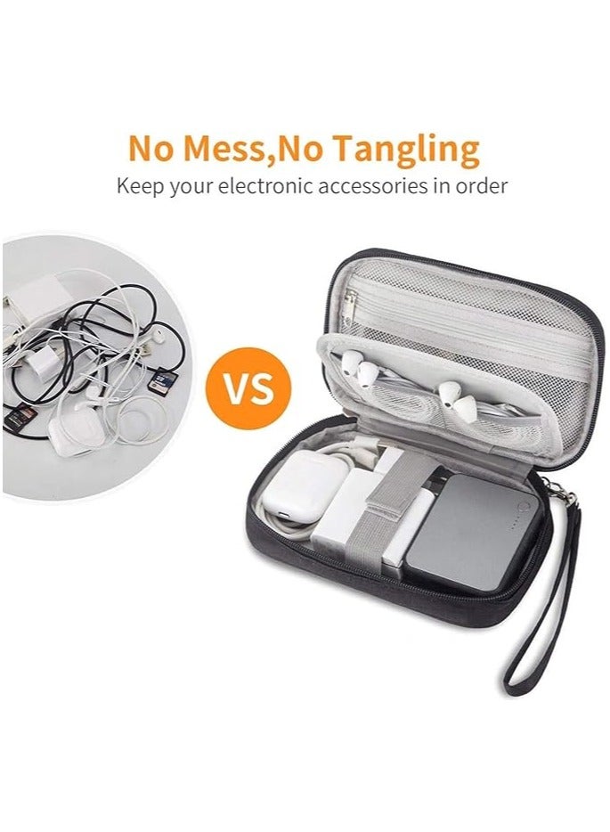 erorex Small Electronic Organizer Cable Bag, Travel Portable 2 PCS Electronic Accessories Storage Bag Soft Carrying Case Pouch for Hard Drive, Cord, Charger, Earphone, USB, SD Card (Black+Gray)  - Image 4