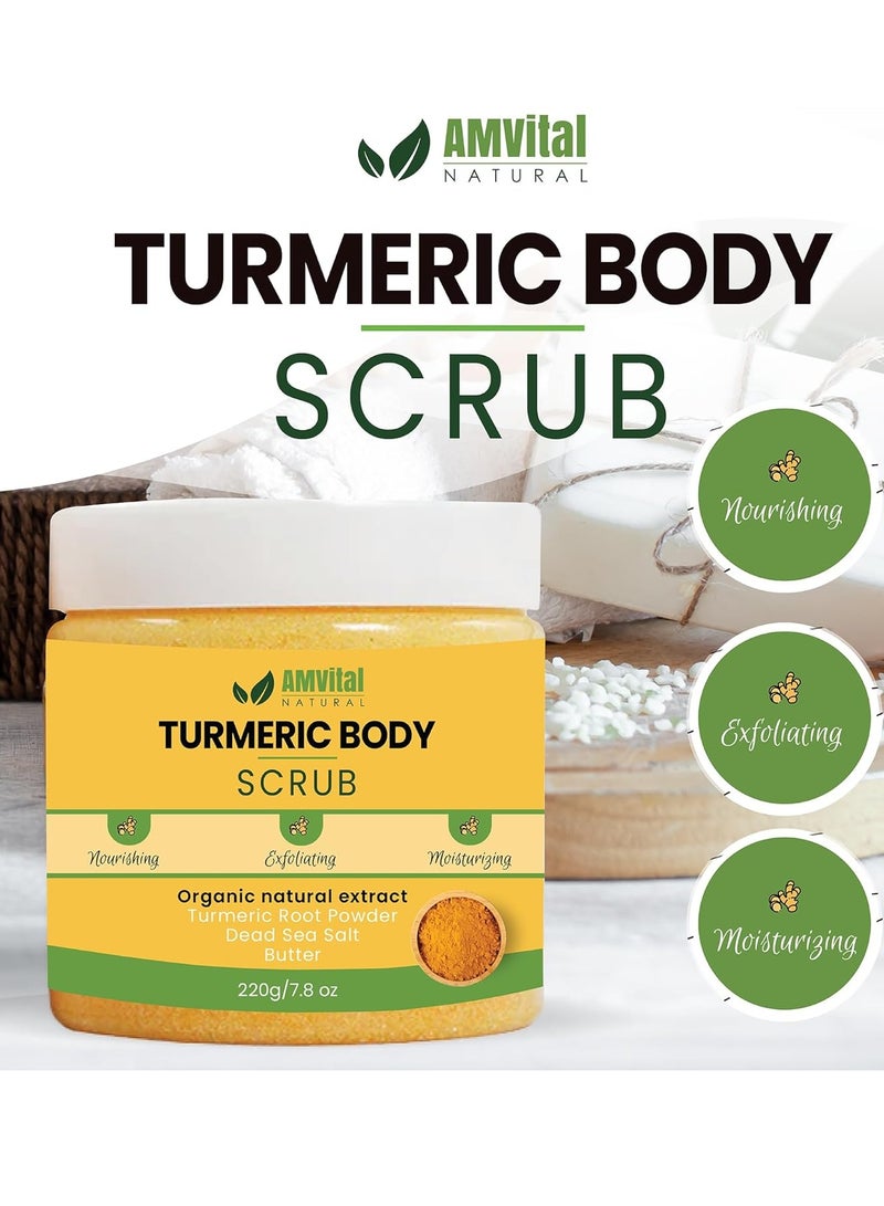 AMVital Turmeric Skincare Trio - Turmeric Scrub, Turmeric Serum, and Turmeric Cream - Handcrafted, All-Natural Formulas - Suitable for All Skin Types - Image 2