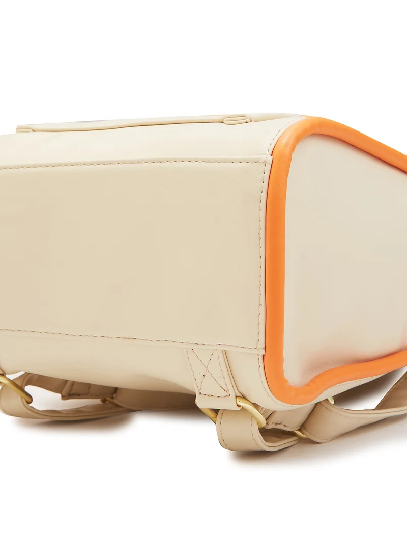 CAPRESE Caprese Gracie Solid Cream Faux Leather Medium Fashion Backpack