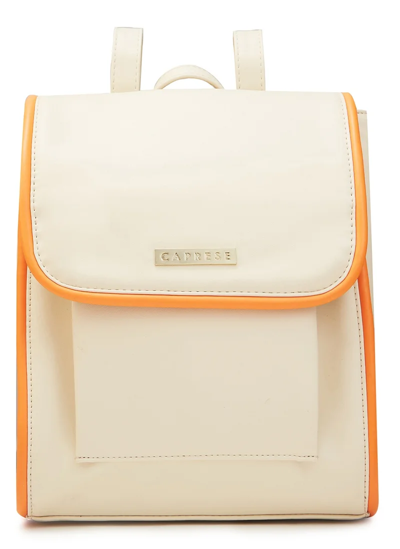 CAPRESE Caprese Gracie Solid Cream Faux Leather Medium Fashion Backpack