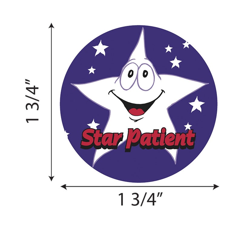 Tabbies Children's Sticker 1-3/4" Circle, 'Star Patient' Purple With A Star, 100 Stickers/Roll, Healthcare (20004) - Image 2